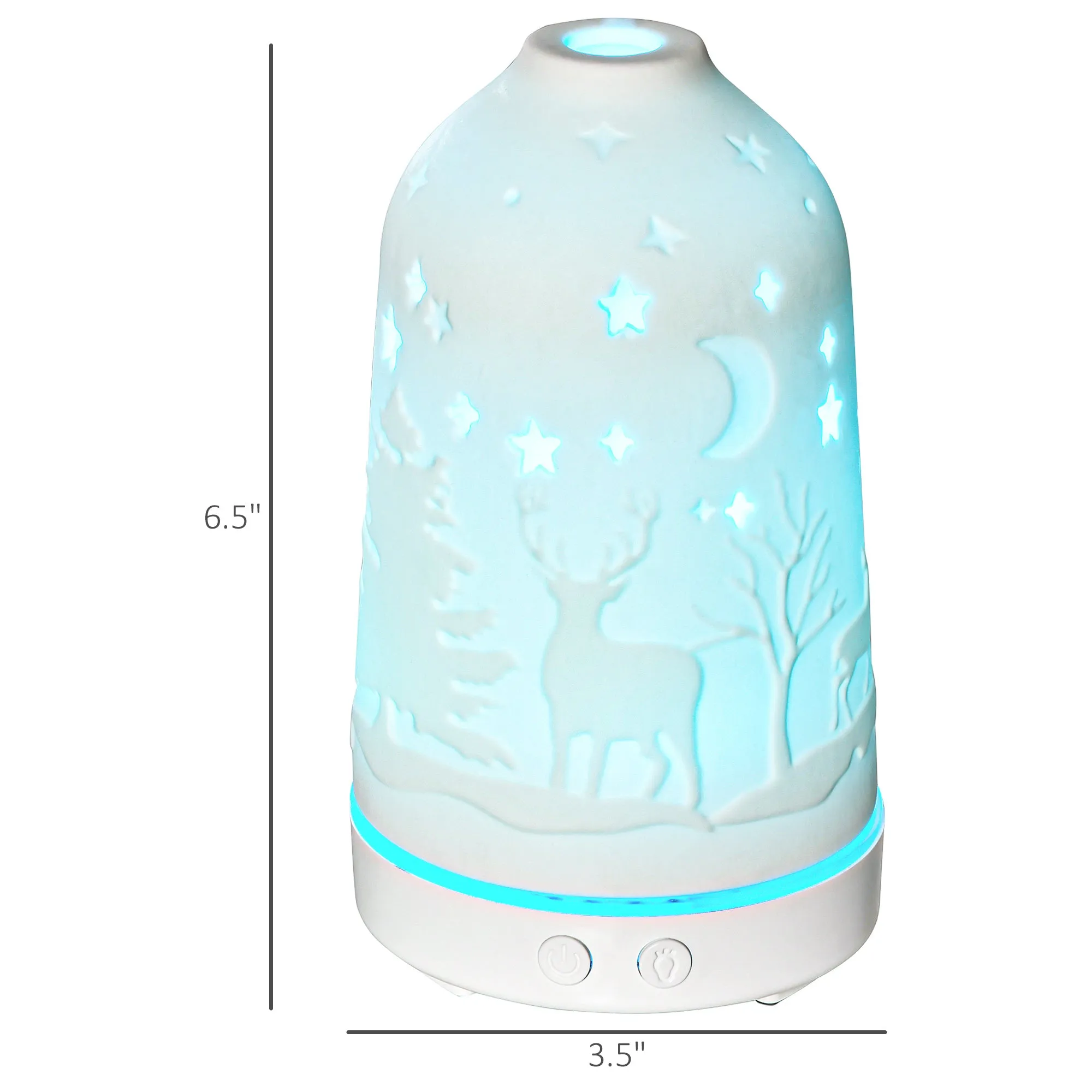 100ml Ultrasonic Aromatherapy Diffuser, Essential Oils Humidifier with Ceramic Cover, 7 Colors LED Lights, Timer, Waterless Auto-off for Home and Office, White