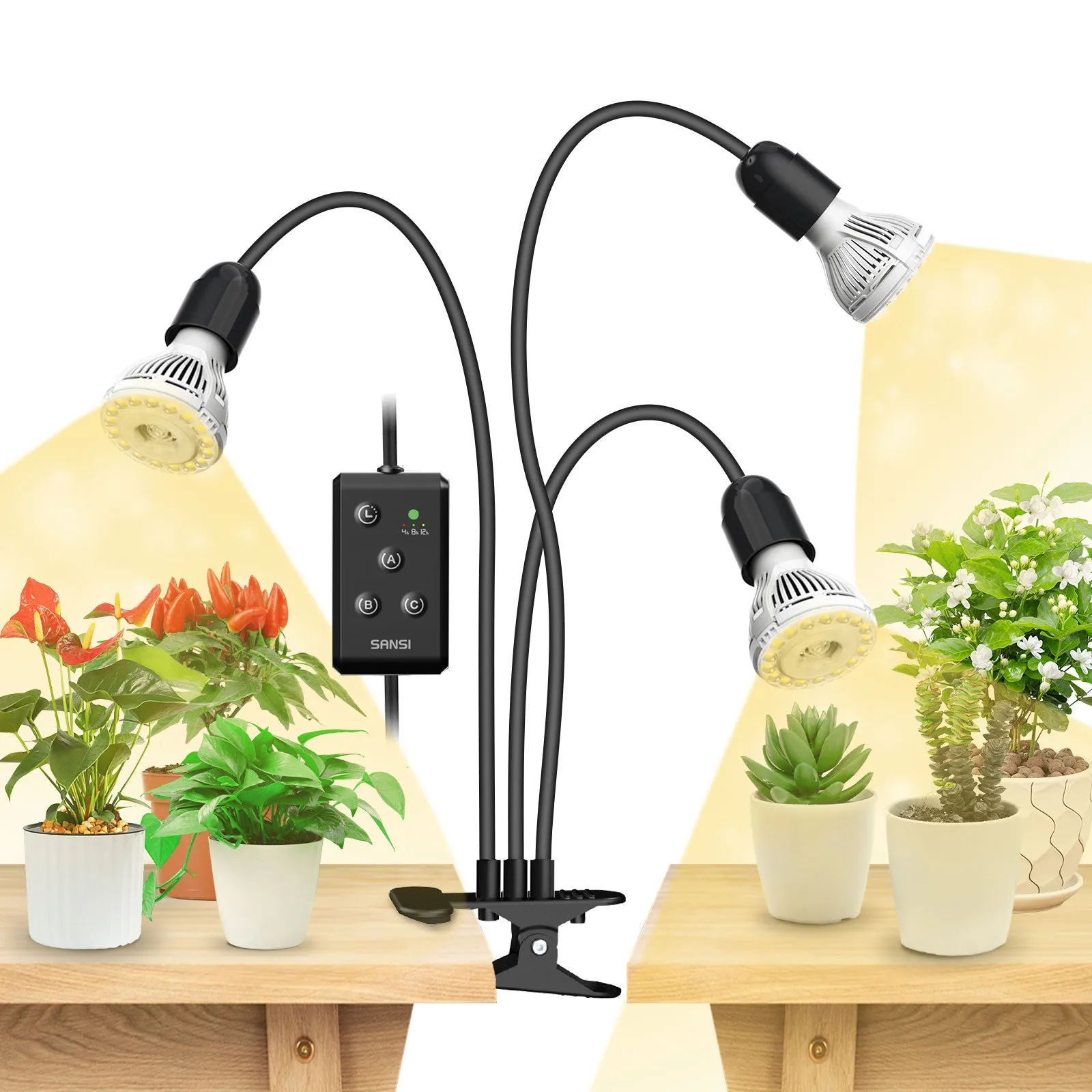 10W-40W Adjustable Multi-Head Clip-on Grow Light With Timer(US ONLY)