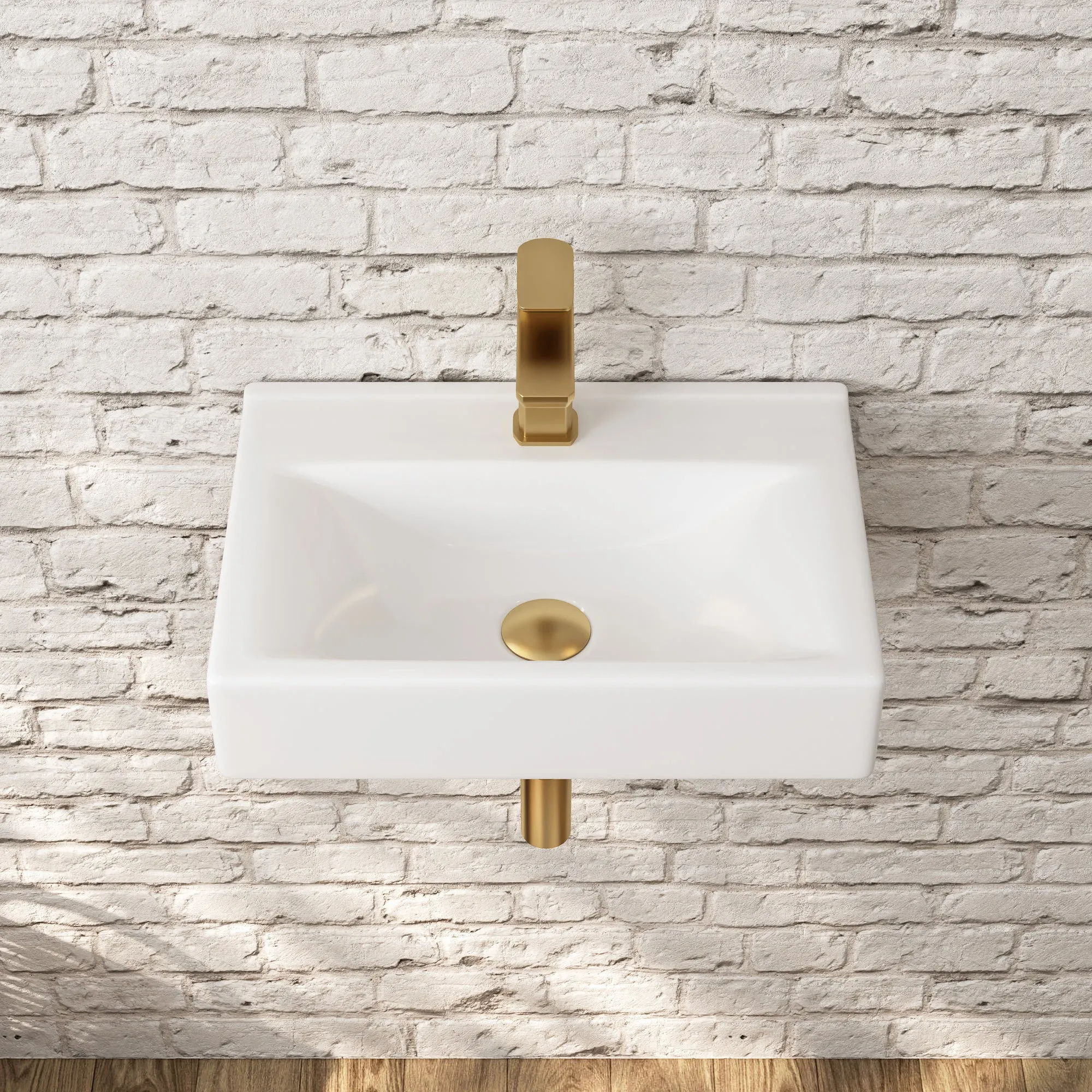 12.2" Rectangular Wall-Mount Bathroom Sink, Space-Saving