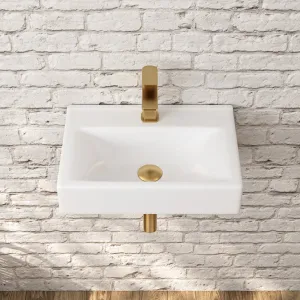 12.2" Rectangular Wall-Mount Bathroom Sink, Space-Saving