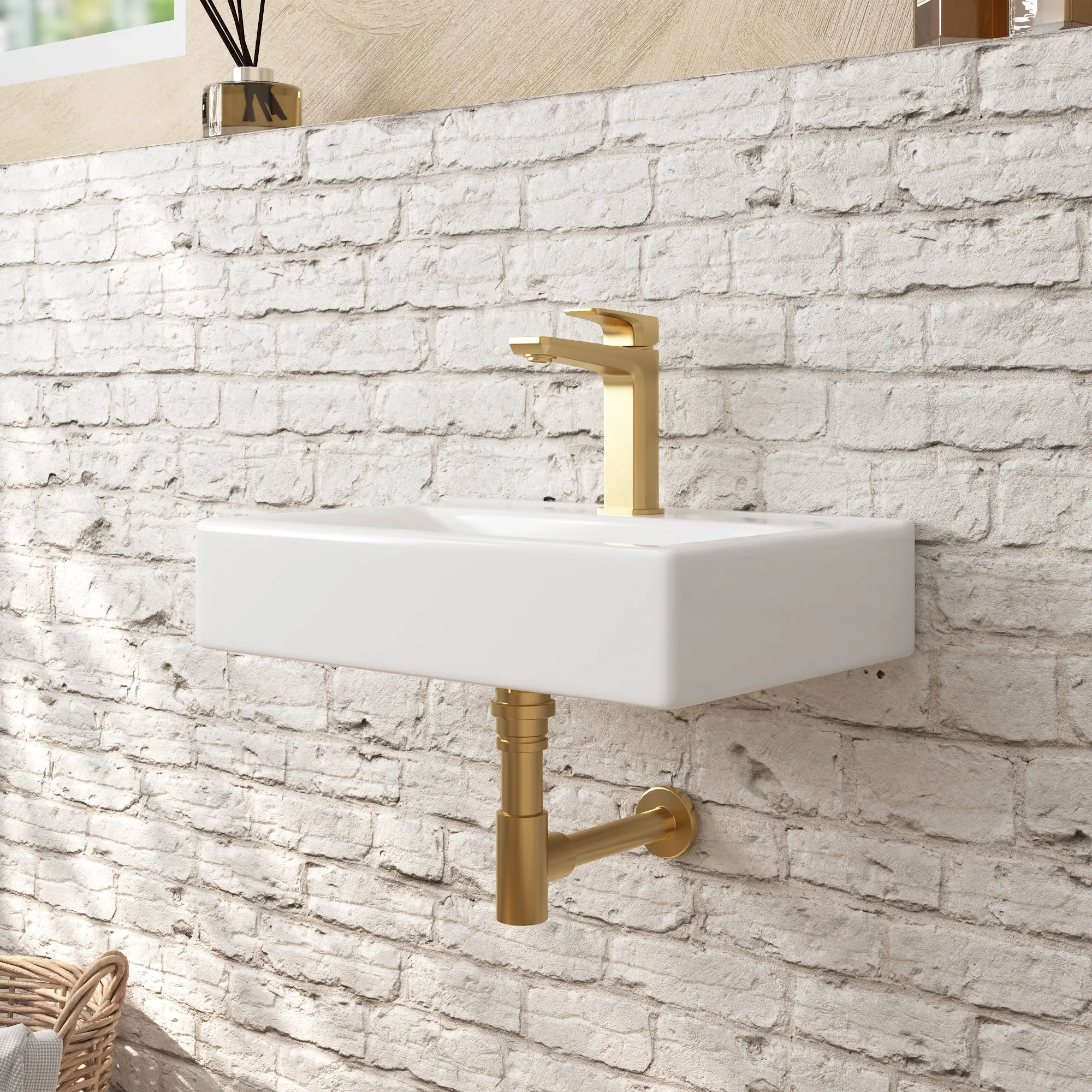 12.2" Rectangular Wall-Mount Bathroom Sink, Space-Saving