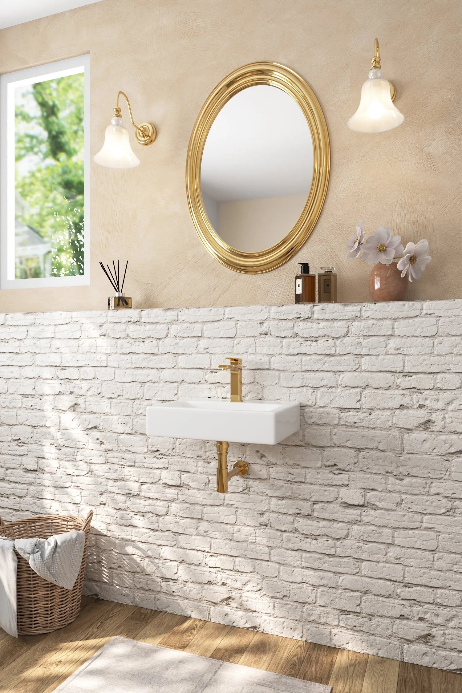 12.2" Rectangular Wall-Mount Bathroom Sink, Space-Saving