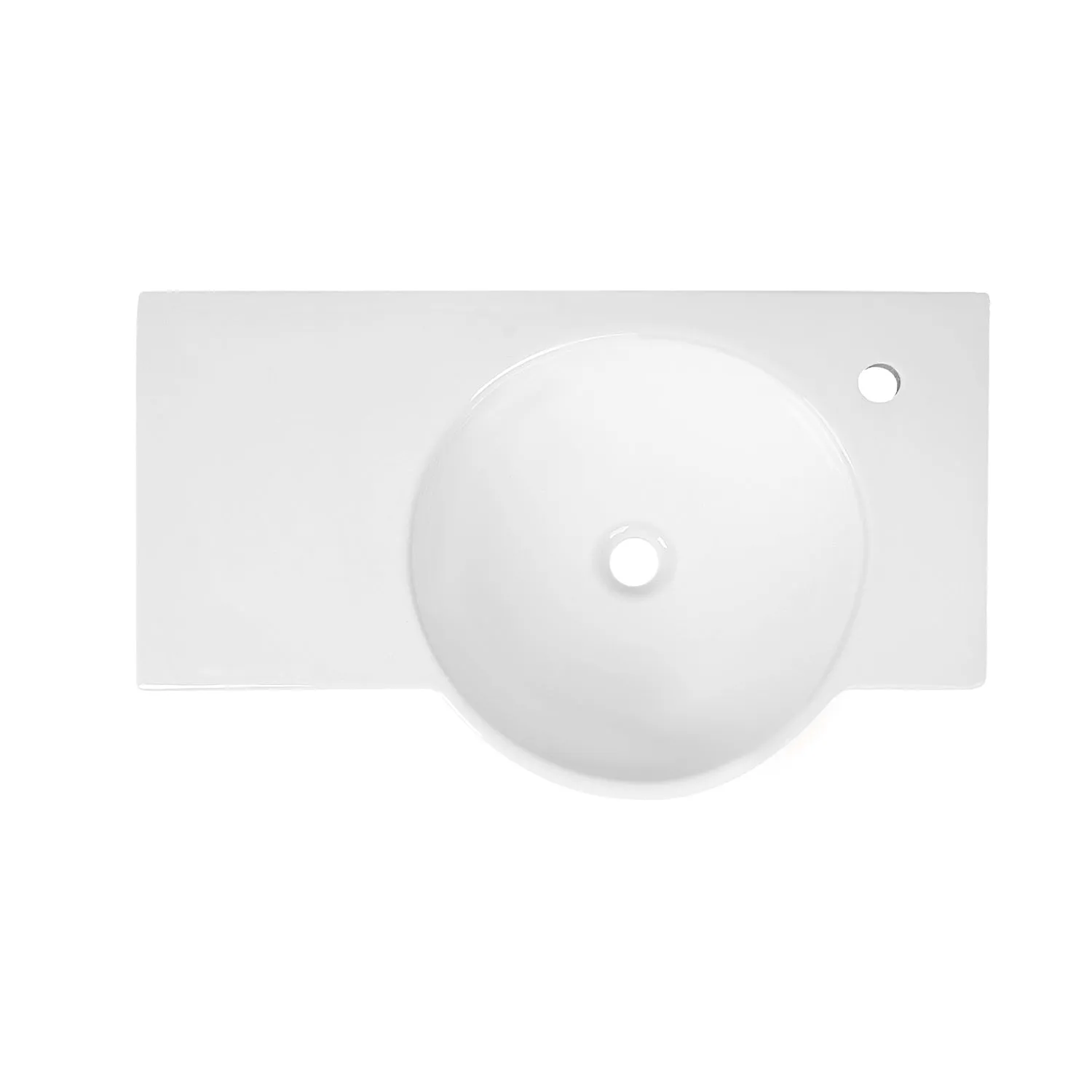 18.11" Rectangular Wall-Mount Bathroom Sink, Round Basin