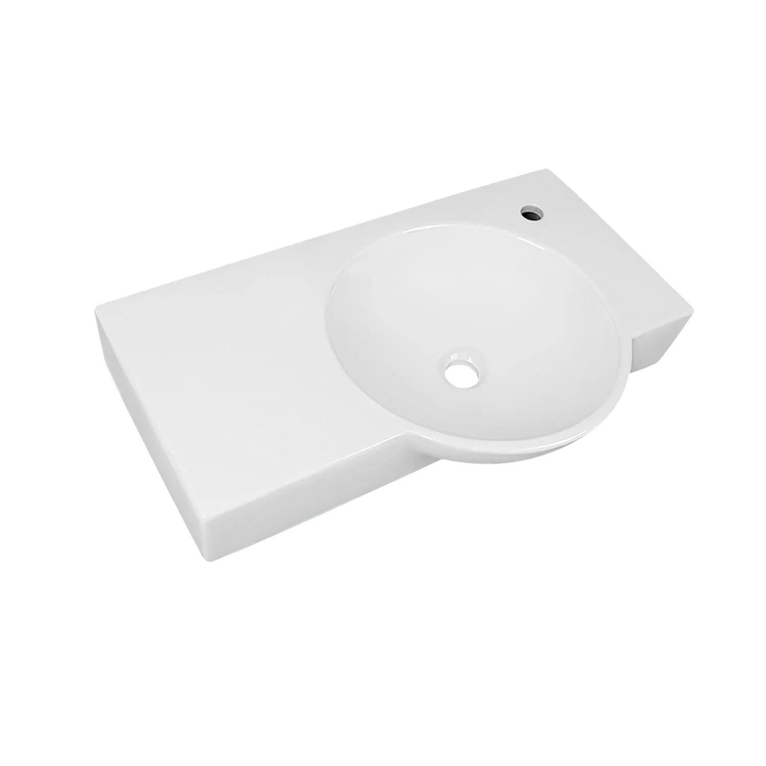 18.11" Rectangular Wall-Mount Bathroom Sink, Round Basin