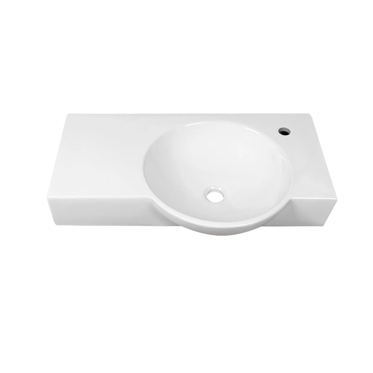 18.11" Rectangular Wall-Mount Bathroom Sink, Round Basin