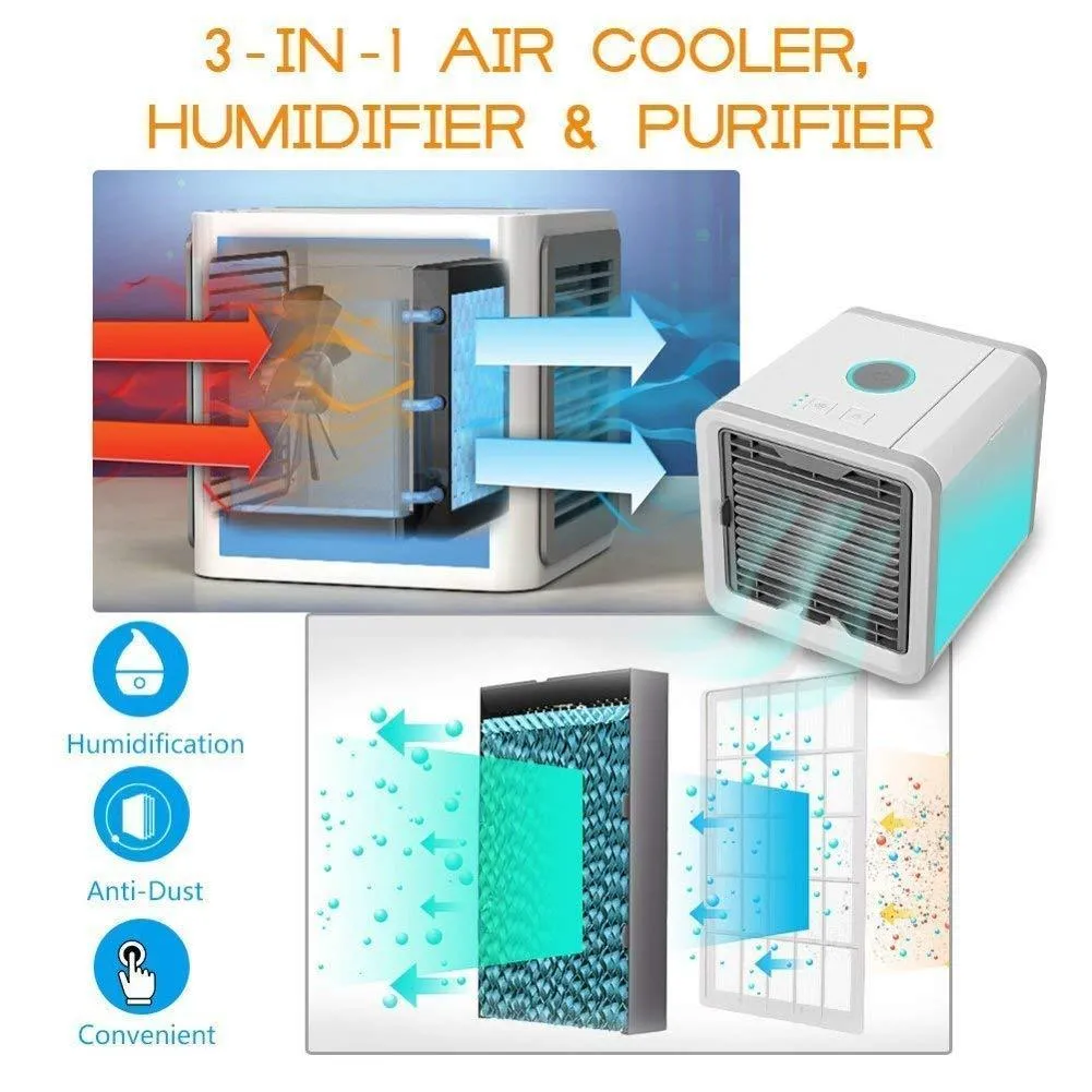 3 In 1 Conditioner Humidifier Purifier Mini Cooler Air Cooler Personal Space Cooler for Home & Office USB Air Cooler