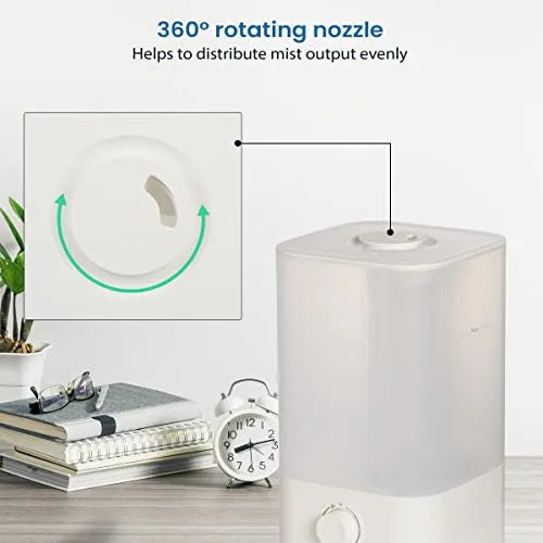 AGARO Breeze Cool Mist Ultrasonic Humidifier, Aroma Diffuser Support Essential Oil, 2.5 Litres, Top Fill, For Bedroom, Home, Office, Adjustable Mist Output, Super Quiet, Auto Shut Off (White)