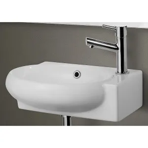 ALFI Brand AB107 Small White Wall Mounted Ceramic Bathroom Sink Basin