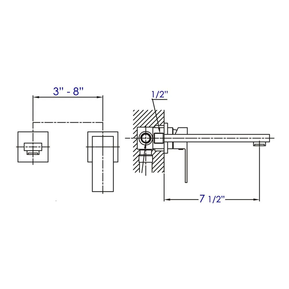 ALFI Brand AB1468-BM Black Matte Single Lever Wallmount Bathroom Faucet