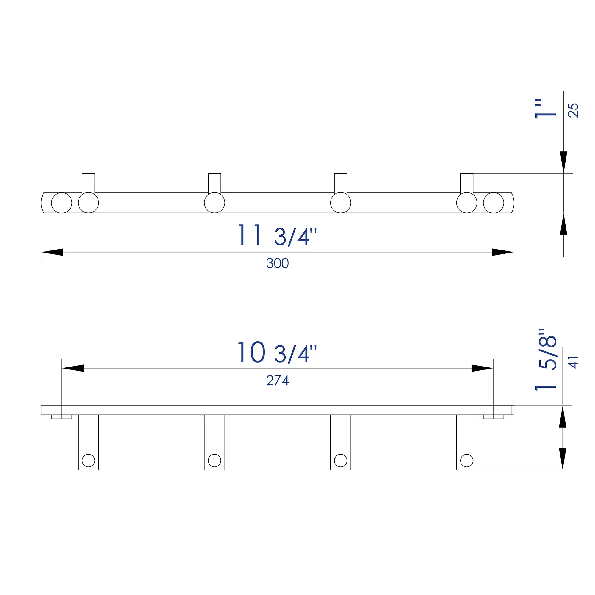 ALFI Brand AB9528-BM Black Matte Wall Mounted 4 Prong Robe/Towel Hook