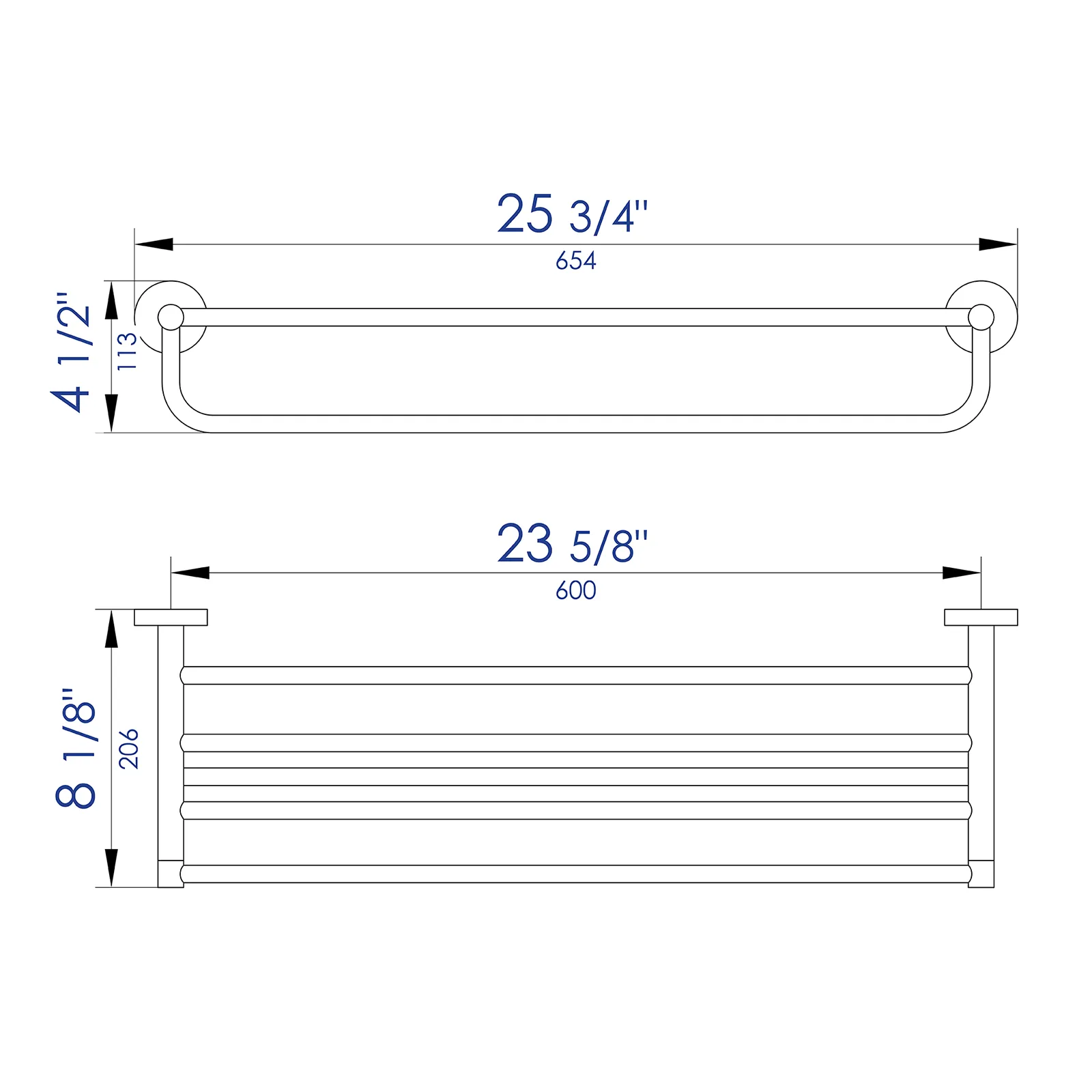 ALFI Brand AB9538-BN Brushed Nickel 26 inch Towel Bar & Shelf Bathroom Accessory