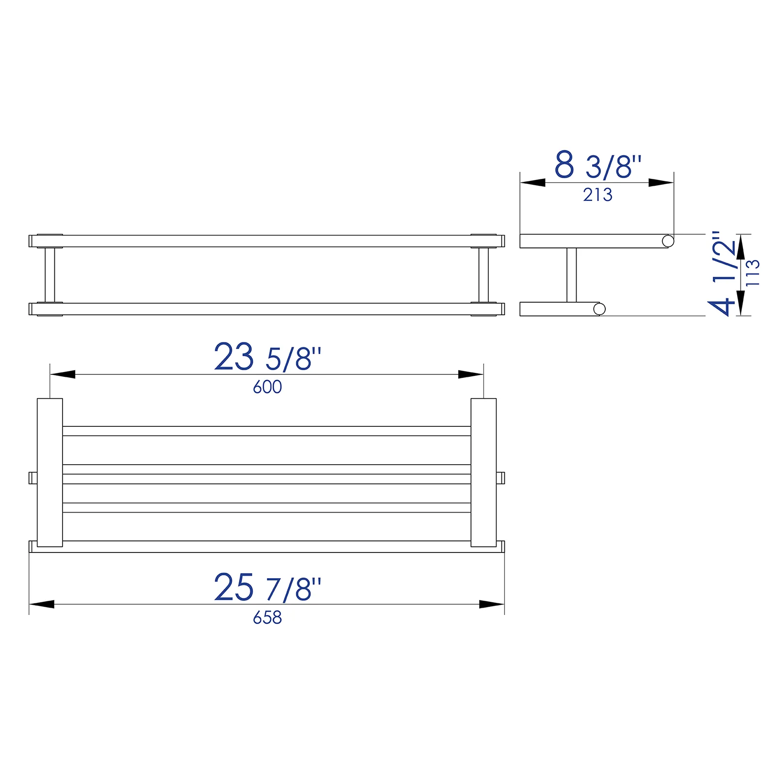 ALFI Brand AB9564-BN Brushed Nickel 26 inch Towel Bar & Shelf Bathroom Accessory