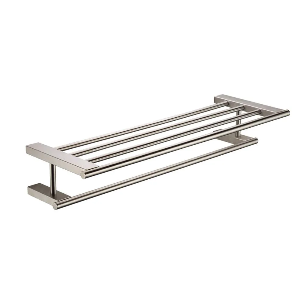 ALFI Brand AB9564-BN Brushed Nickel 26 inch Towel Bar & Shelf Bathroom Accessory