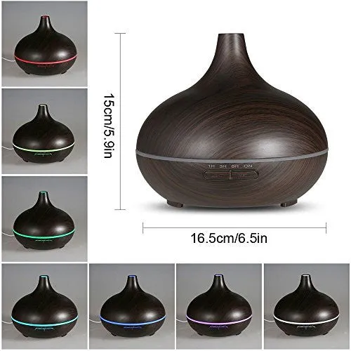 Aroma Diffuser, Euph 300ml Ultrasonic Essential Oil Diffuser Wood Grain Cool Mist Humidifier with Color LED Lights Changing for Office, Home, Bedroom, Baby Room, Yoga, Spa