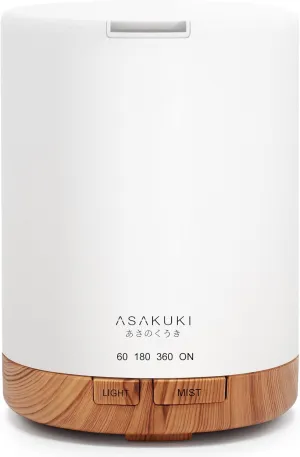 ASAKUKI Plastic 300Ml Essential Oil Diffuser, Quiet 5-In-1 Premium Humidifier, Natural Home Fragrance Aroma Diffuser With 7 Led Color Changing Light And Auto-Off Safety Switch-Yellow