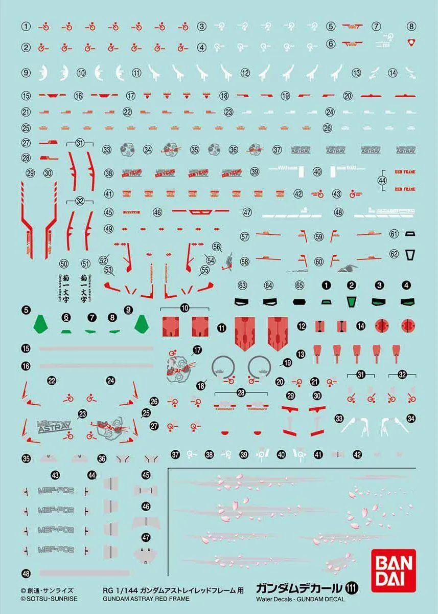 Bandai Gundam Decal GD-111 Gundam Astray Red Frame RG 1/144 Decal