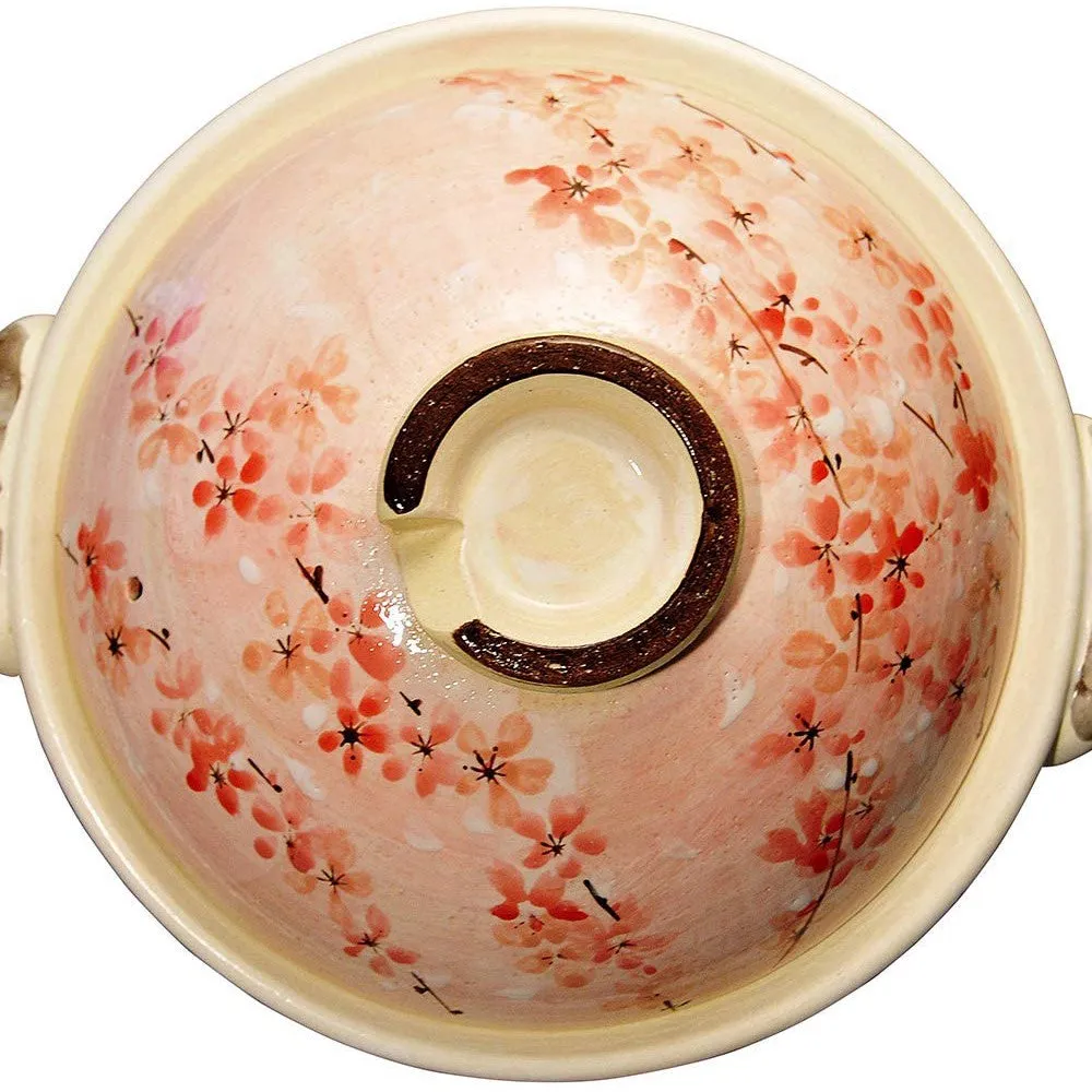 Banko Ware Donabe 1-2 People 19.3cm Sakura Cherry Blossom Clay Pot