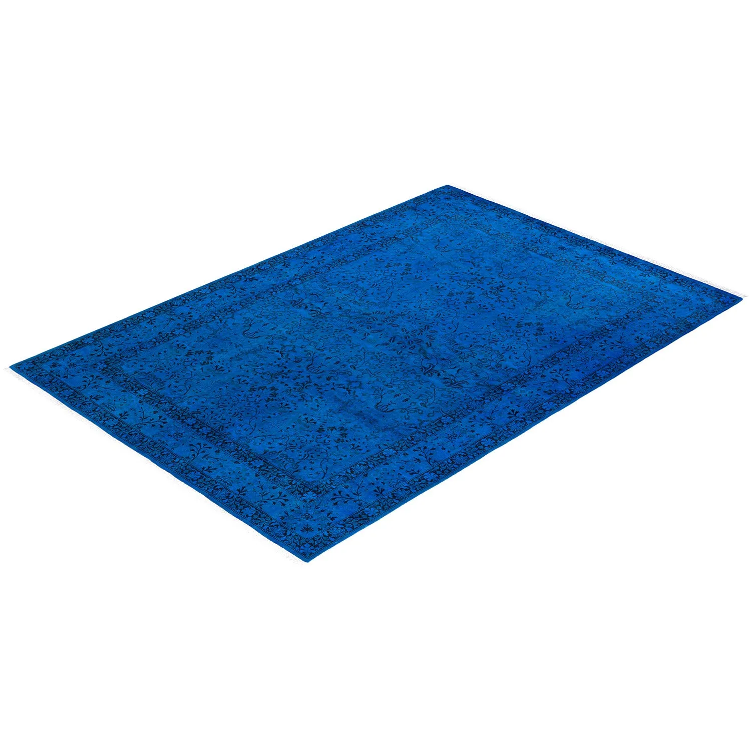 Blue Overdyed Wool Rug - 6' x 8'