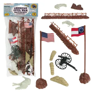 BMC Civil War Battlefield Plastic Army Men 1:32 Accessories - 18pc Fences, Flags