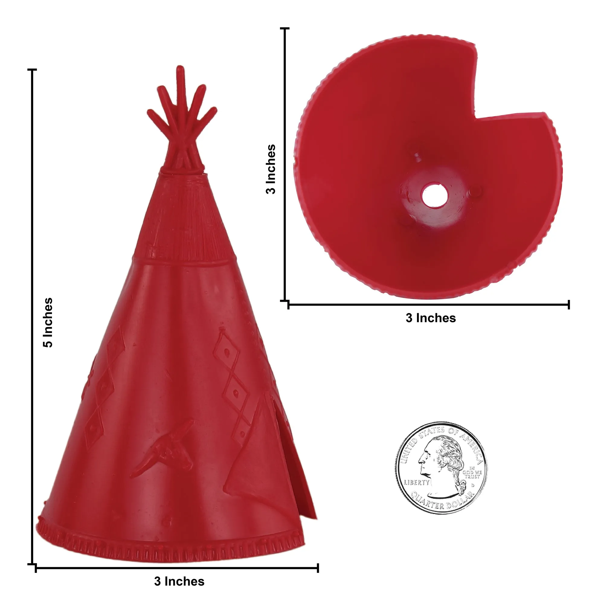 BMC Classic Plains Indian Teepees - Red 3pc Western Plastic Playset Accessories