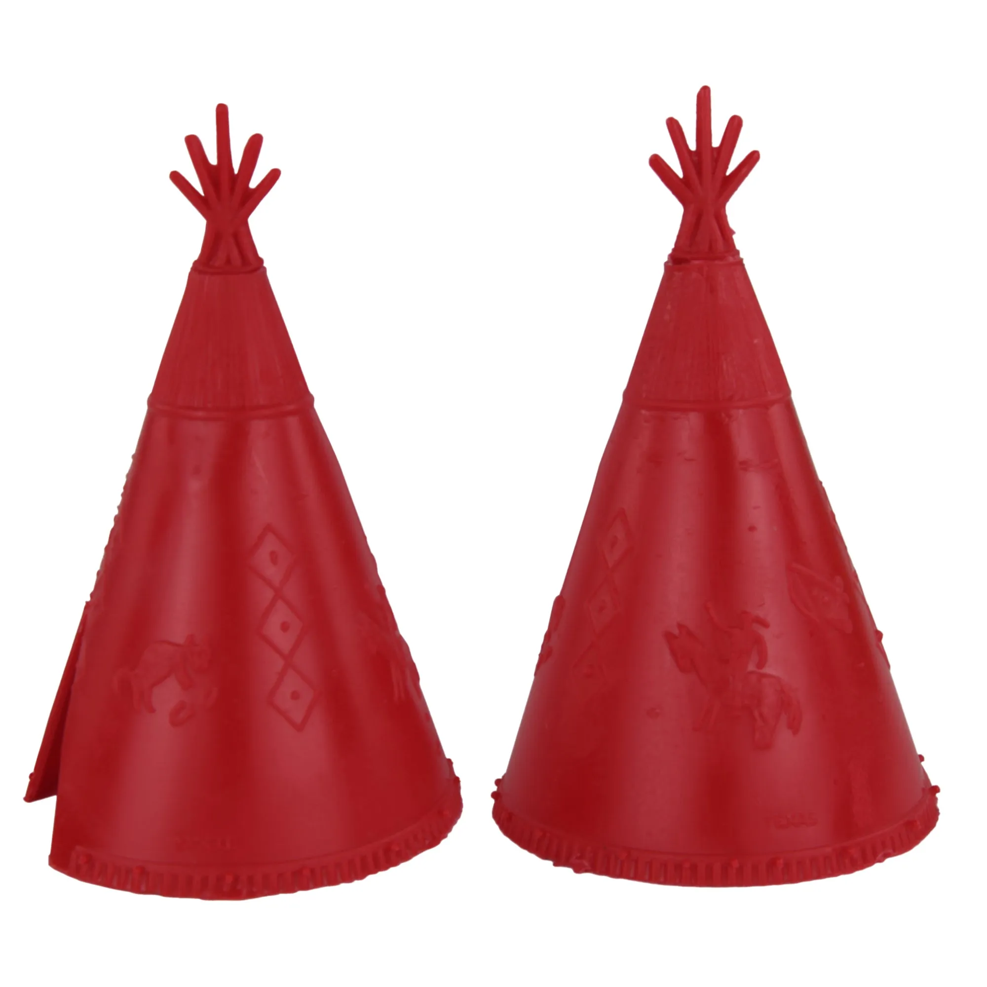 BMC Classic Plains Indian Teepees - Red 3pc Western Plastic Playset Accessories