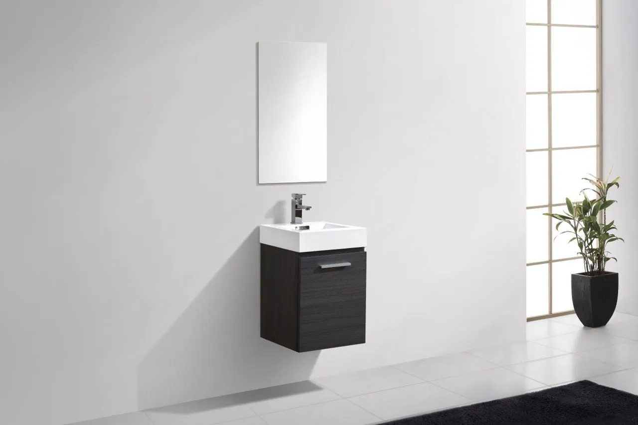 BSL16" High Gloss Grey Oak, Wall Mount Bathroom Vanity