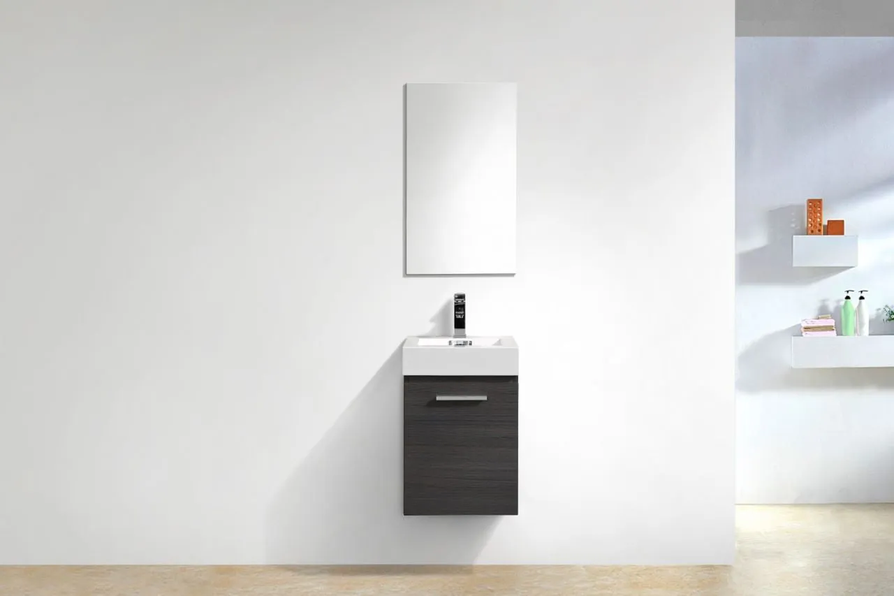 BSL16" High Gloss Grey Oak, Wall Mount Bathroom Vanity