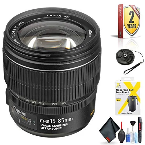 Canon EF-S 15-85mm f/3.5-5.6 is USM Lens for Canon EF-S Mount   Accessories (International Model with 2 Year Warranty)