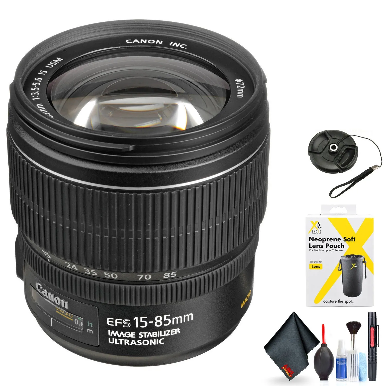 Canon EF-S 15-85mm f/3.5-5.6 is USM Lens for Canon EF-S Mount   Accessories (International Model with 2 Year Warranty)