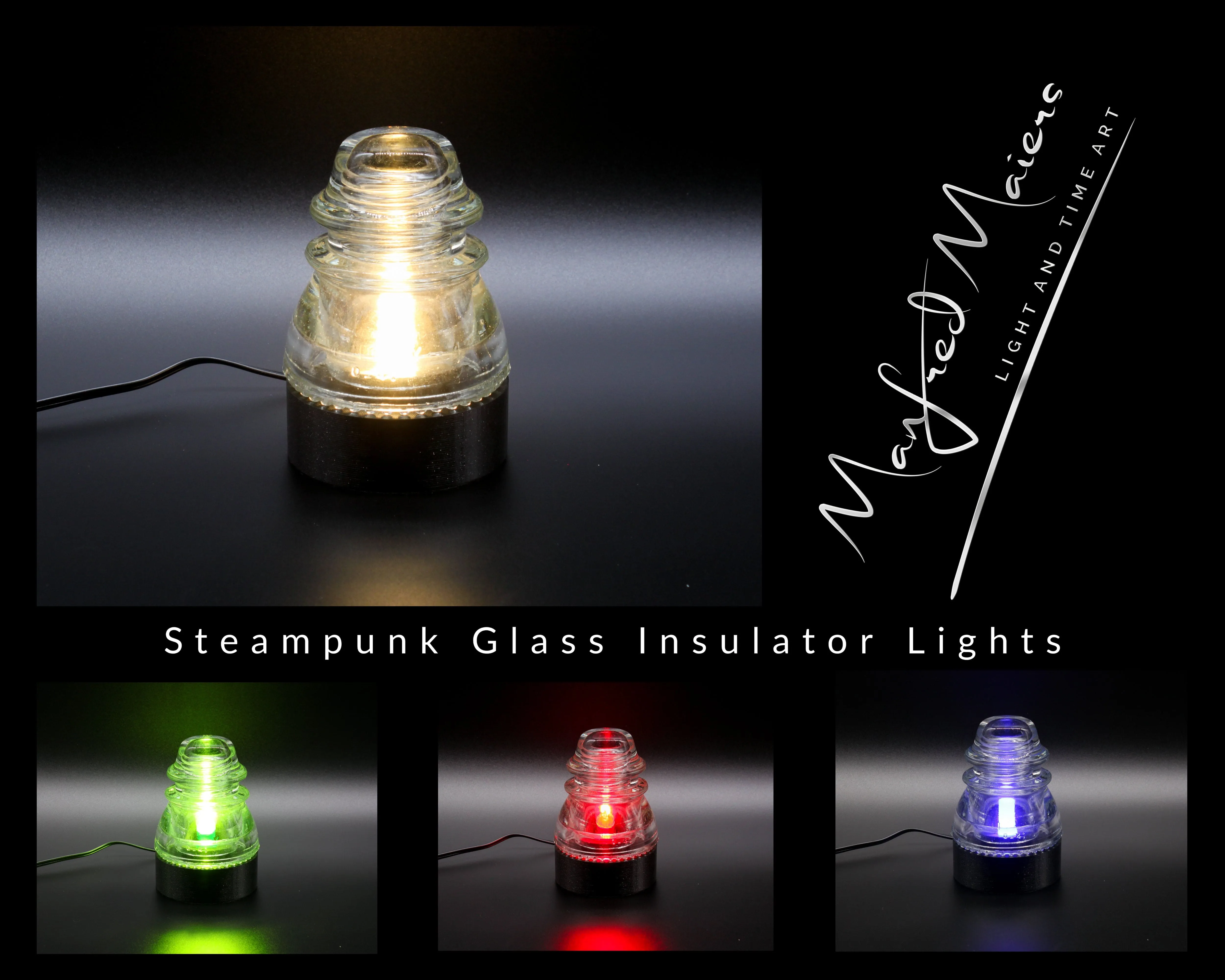 Clear Hemingray-42 Insulator Lamp, Industrial Lighting, Man Cave Deco, Neo Victorian Lamp design, Cyberpunk Lamp