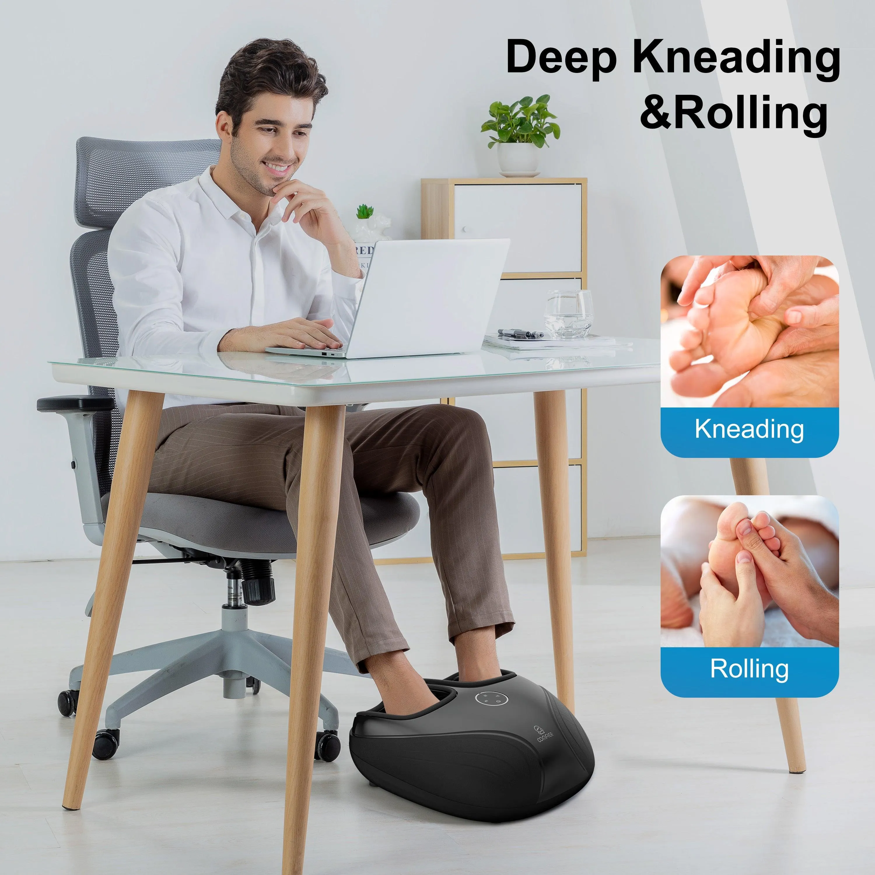 COMFIER Foot Massager Machine with Heat, Shiatsu, Keading Rolling Compression Feet Massager --CF-5003