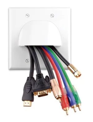 Custom Two-Piece Packaged Cable Wall Plates (Dual & Ivory)