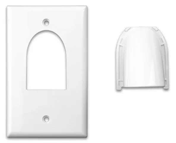 Custom Two-Piece Packaged Cable Wall Plates (Single & Ivory)