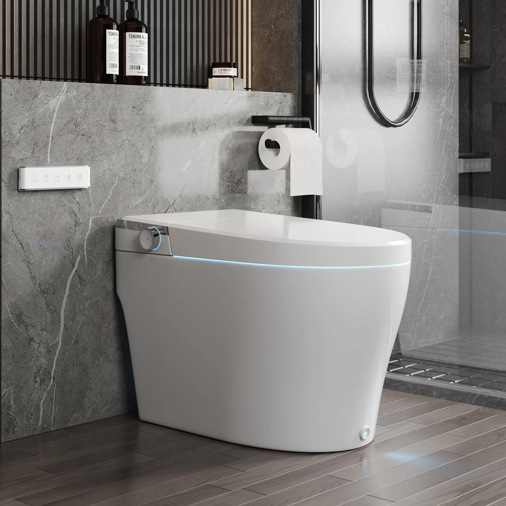 DeerValley DV-1S0029-V3 Smart Bidet Toilet, One-Piece Elongated Smart Toilet with Foot Kick Flush, Warm Wash (Seat Included)