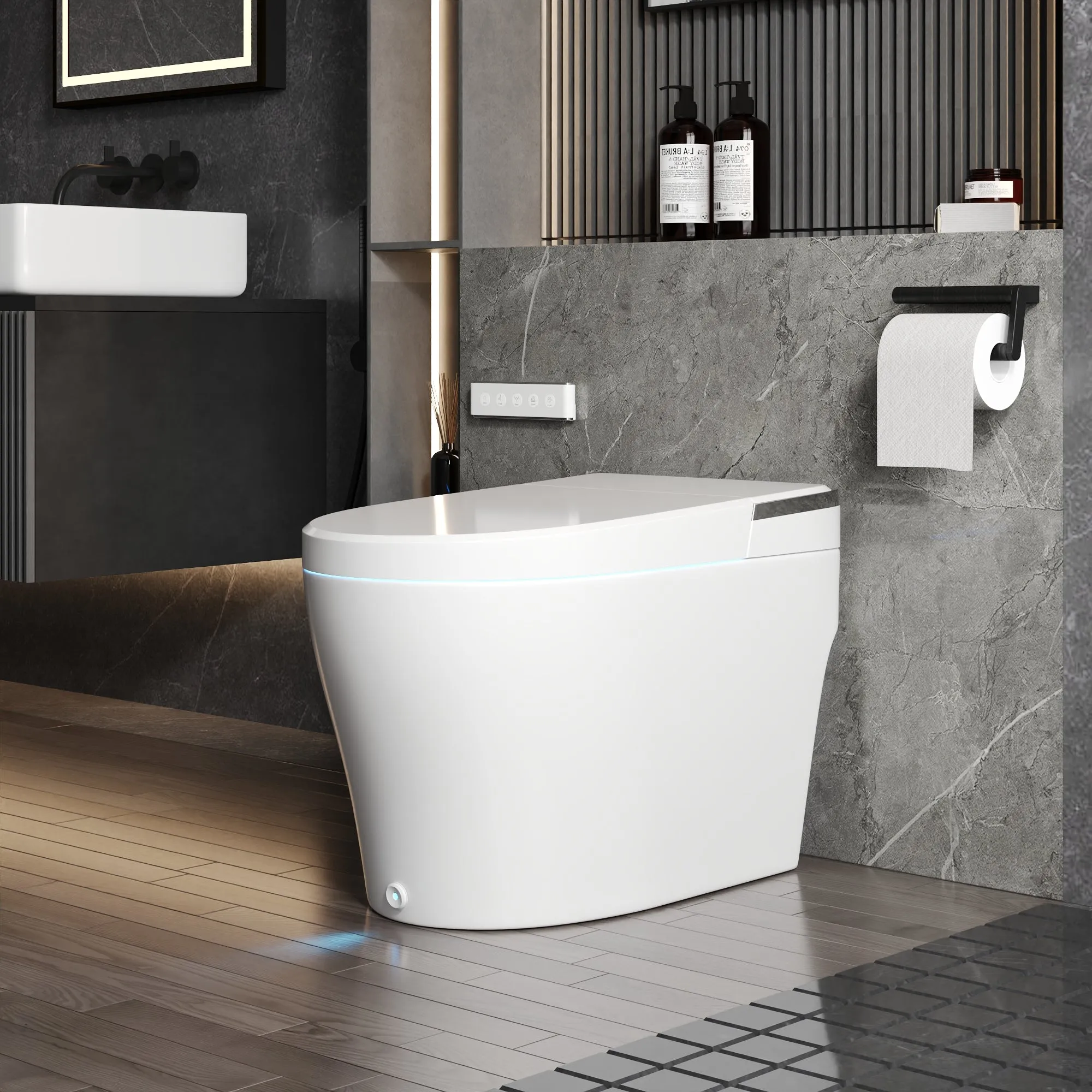 DeerValley DV-1S0029-V3 Smart Bidet Toilet, One-Piece Elongated Smart Toilet with Foot Kick Flush, Warm Wash (Seat Included)