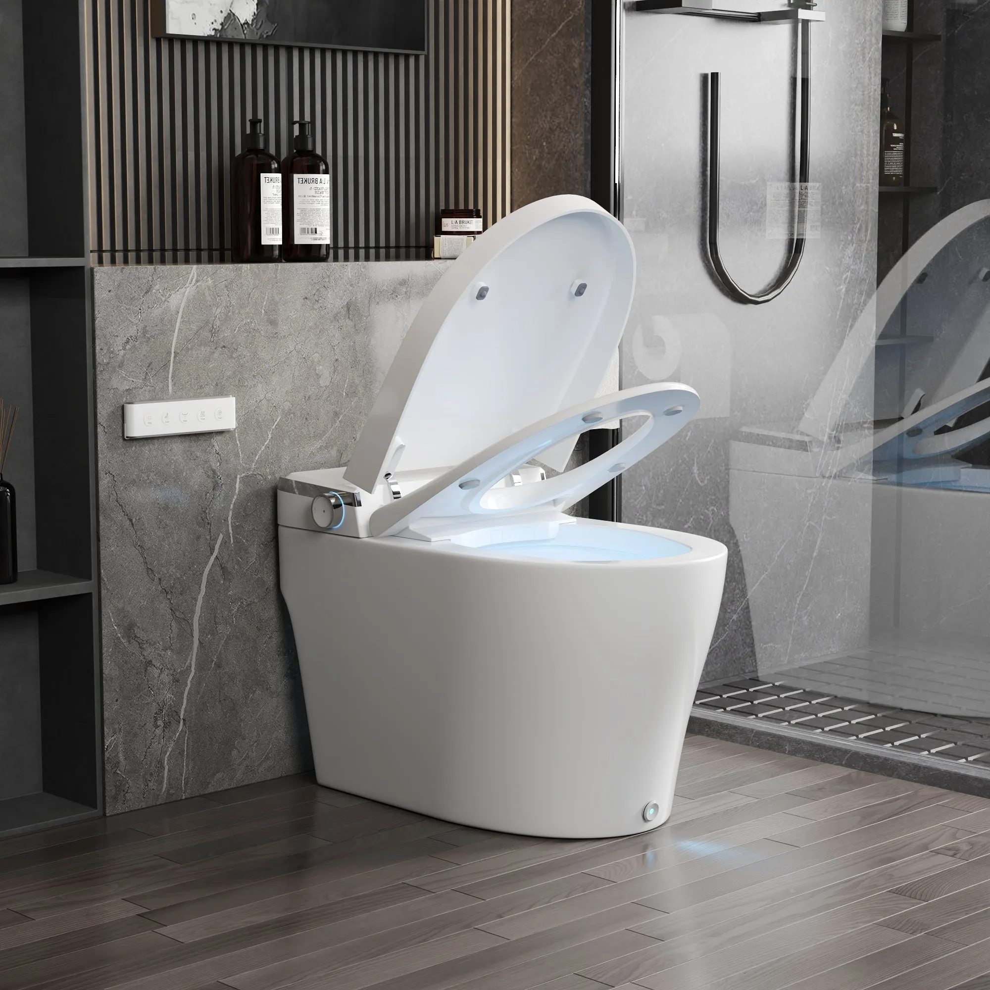 DeerValley DV-1S0029-V3 Smart Bidet Toilet, One-Piece Elongated Smart Toilet with Foot Kick Flush, Warm Wash (Seat Included)