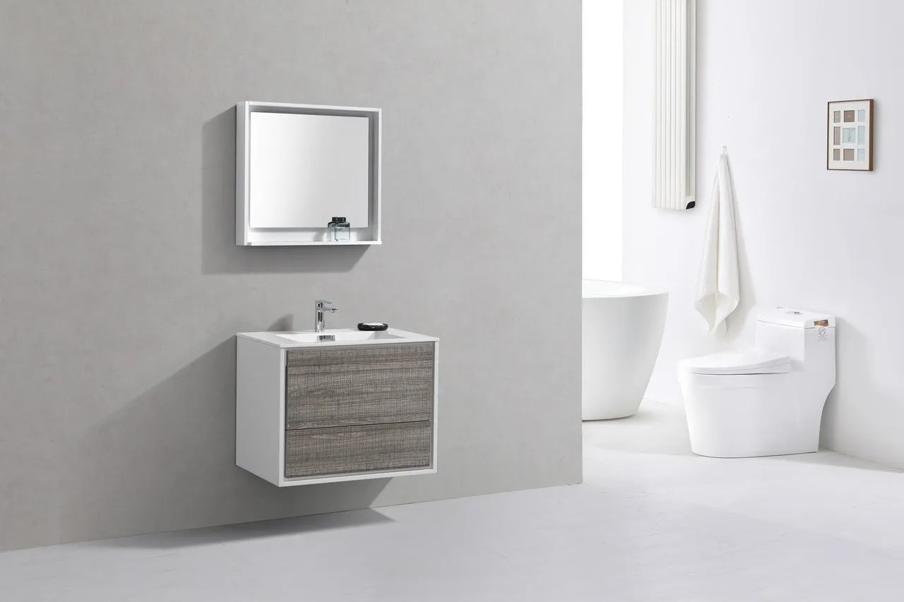 DL30HG, 30″ ASH GREY WALL MOUNT MODERN BATHROOM VANITY