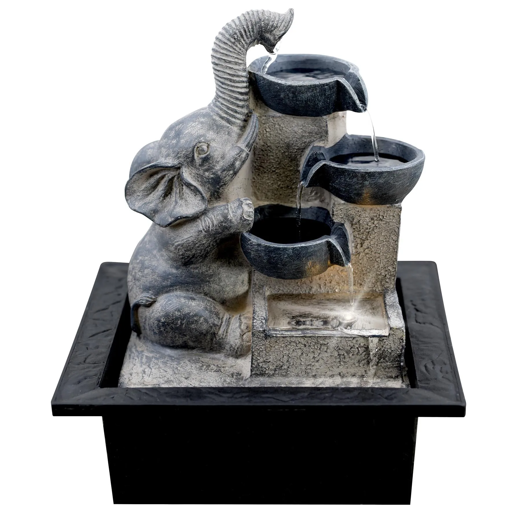 Elephant and Bowls Water Feature Indoor With LED