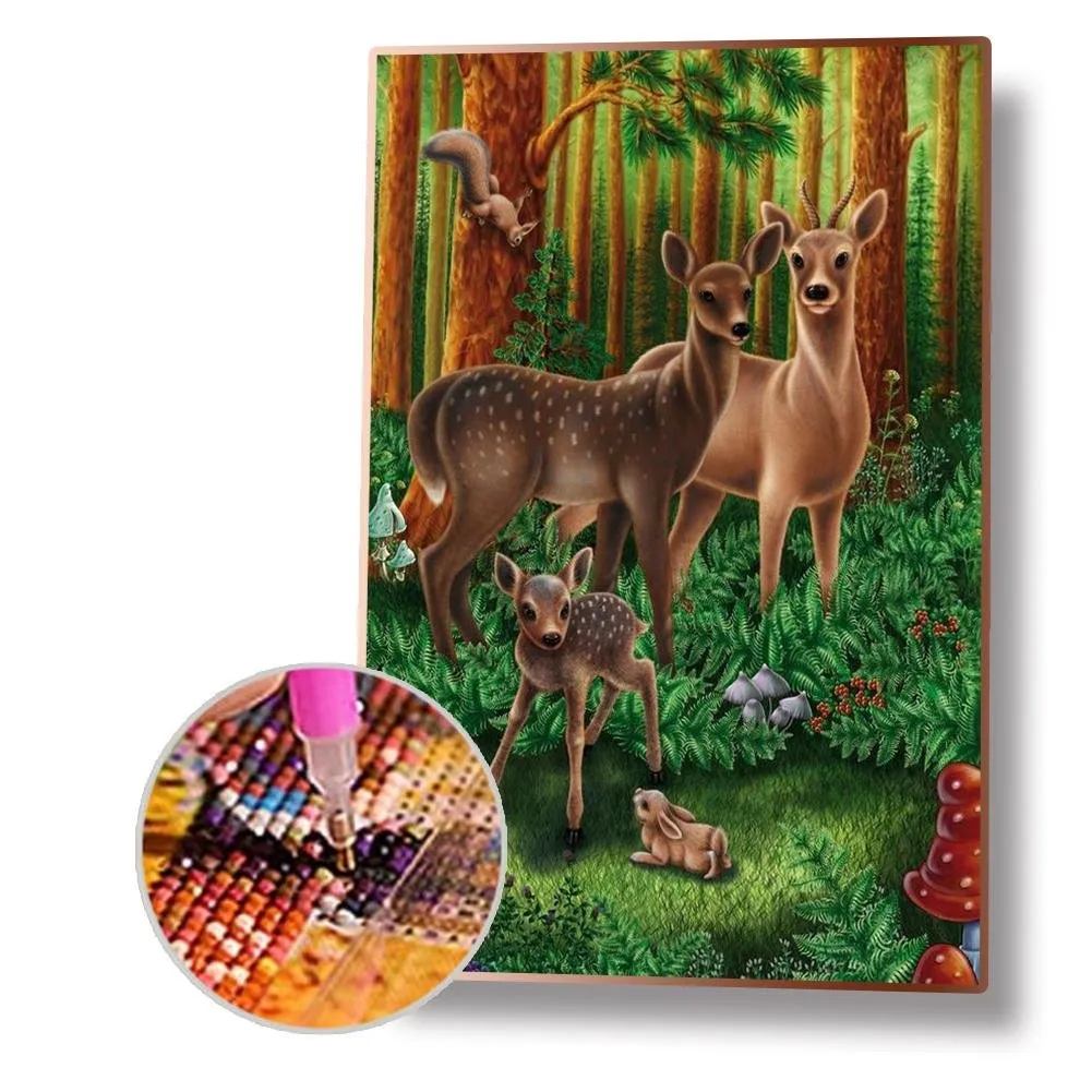 Fawn in Forest - Full Round Diamond - 30x40CM