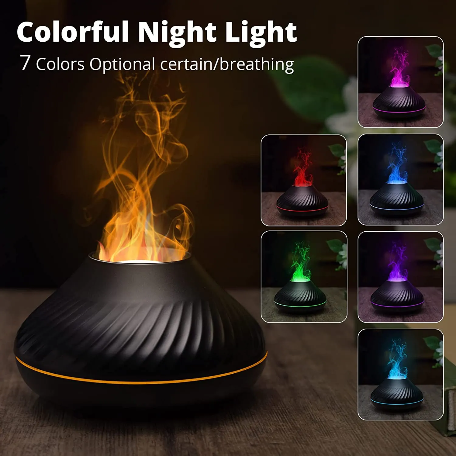 Flame Effect Air Humidifier 7 Colors Changing LED