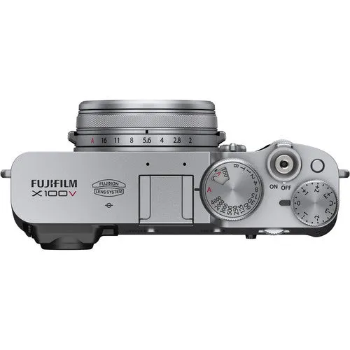 FUJIFILM X100V Digital Camera (Silver) Includes 128GB, Case, Filters, and More