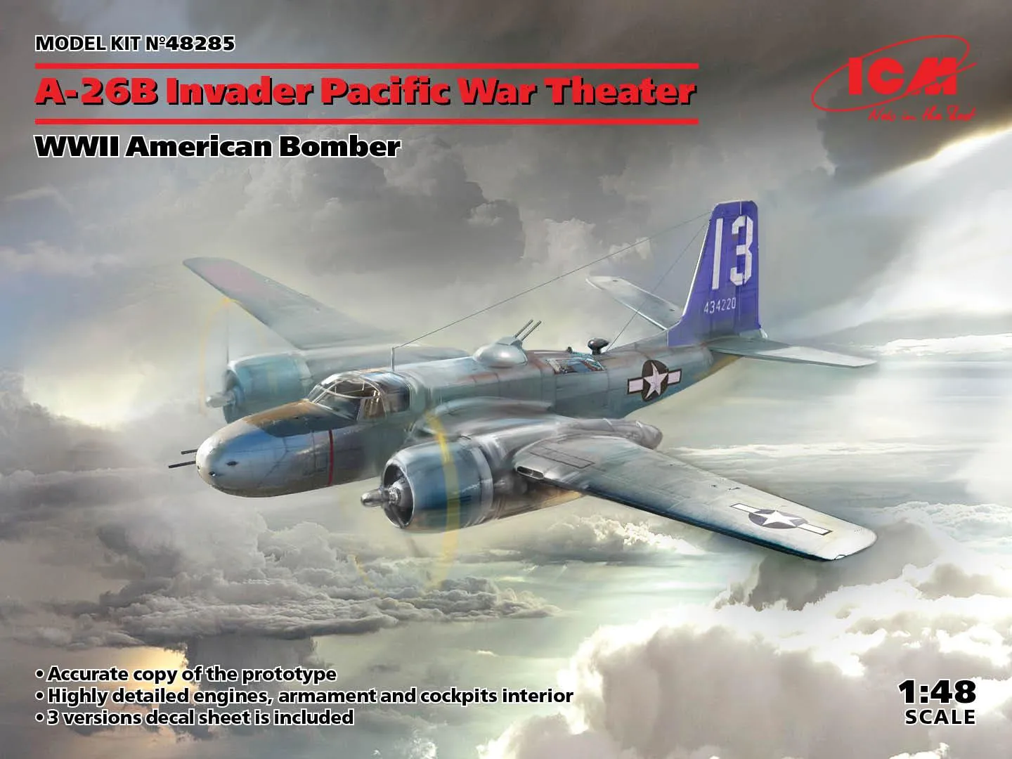 ICM 48285 A-26В Invader Pacific War Theater American Bomber 1/48 Model Kit