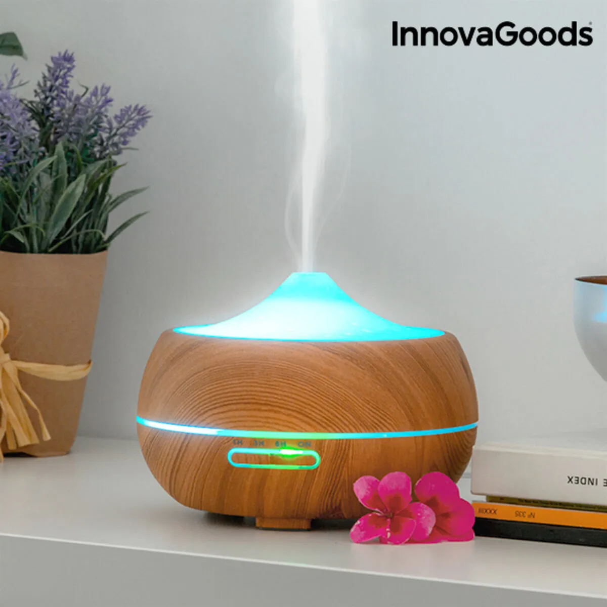 InnovaGoods Wooden-Effect Aromatherapy Humidifier