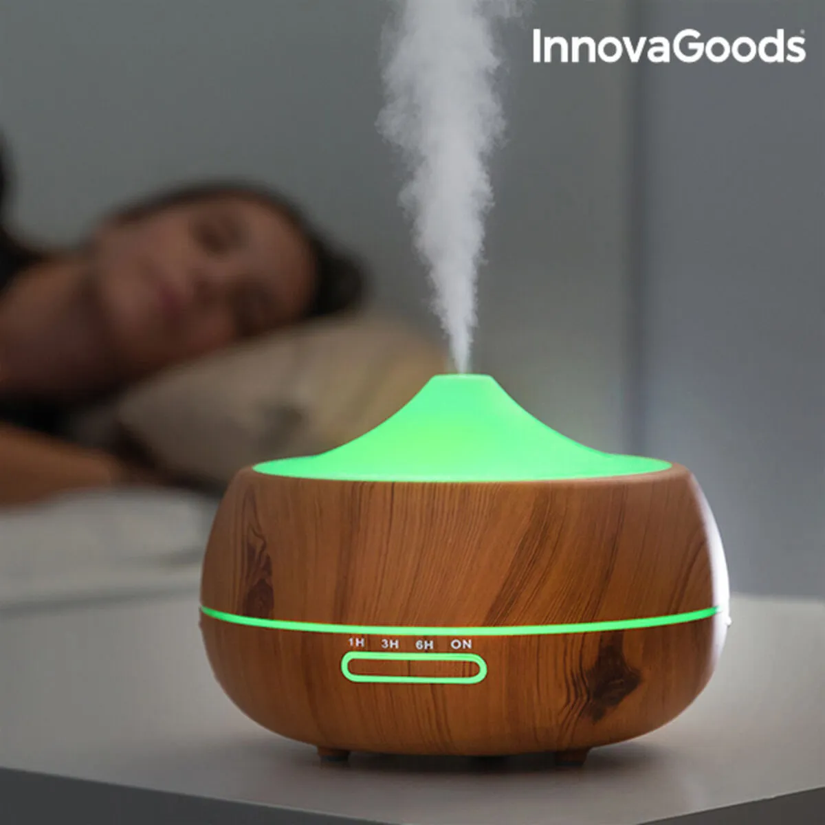 InnovaGoods Wooden-Effect Aromatherapy Humidifier