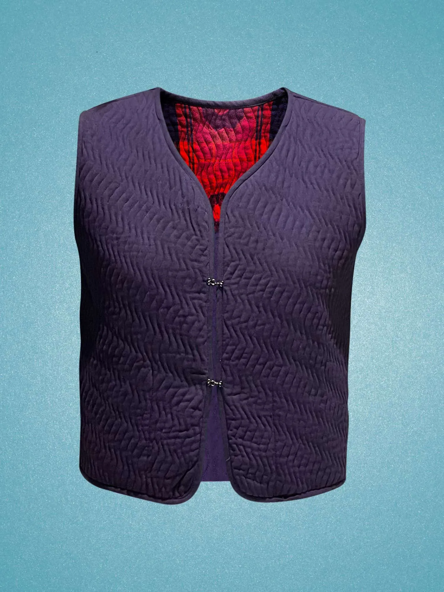 Jacquard Red Pink Blue Reversible Gilet Vest