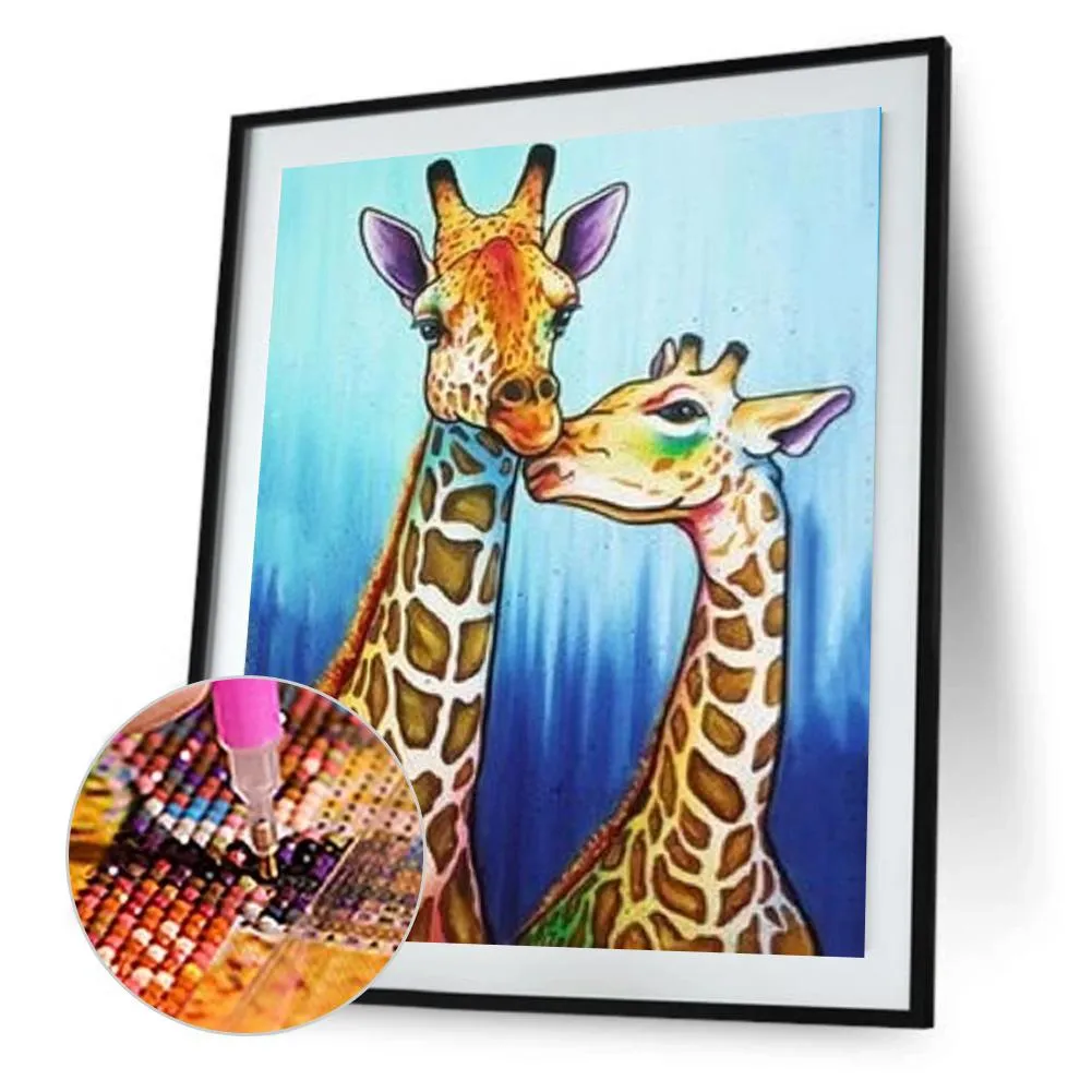 Kissing Giraffe - Full Diamond Painting - (Canvas 30*40cm/11.81*15.75in)