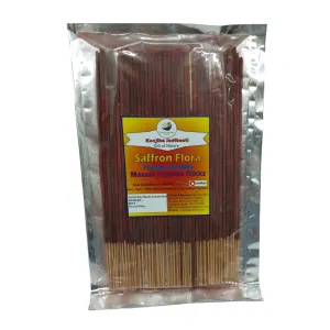 Kunjika Jadibooti Saffron / Kesar Flora Premium Natural Masala Incense Sticks Natural Kesar Saffron Flora Agarbatti Nagchampa 100% Natural Fragrances - 100 Gms