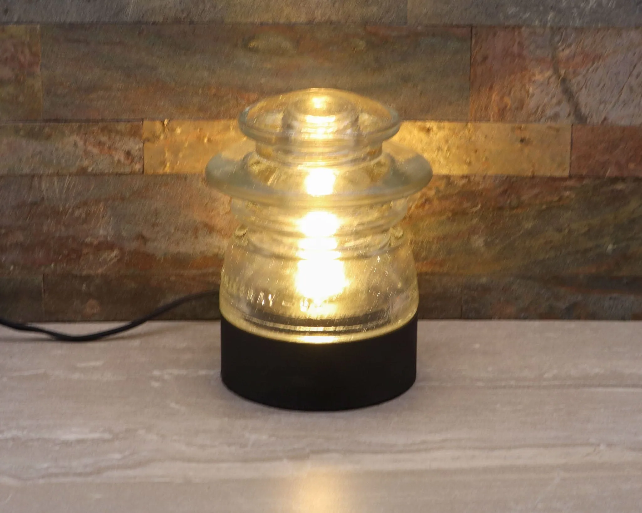 Lamp Base for "Hemingray-53" Glass Insulators, Industrial Lighting, Man Cave Decor