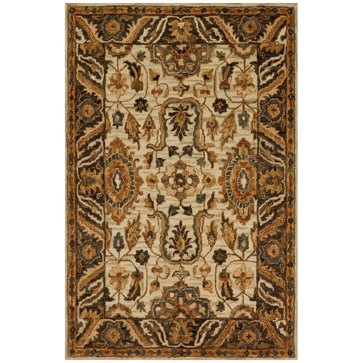 Loloi Victoria VK-02 Ivory and Dark Taupe Rug