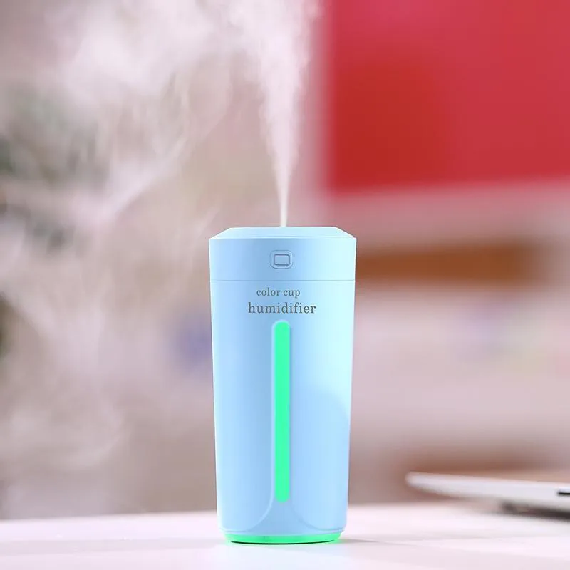 Mini Air Humidifier USB Ultrasonic Humidifier Car Aroma Diffuser Electric Essential Oil Diffuser Cup 7 Color LED Lights